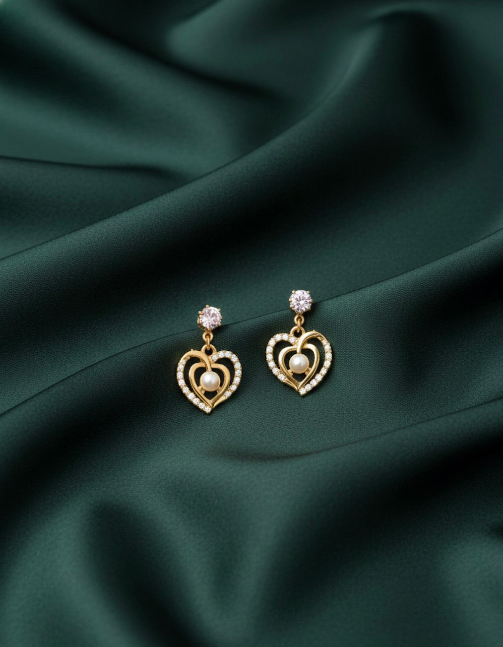 American Diamond Trendy Heart Earrings