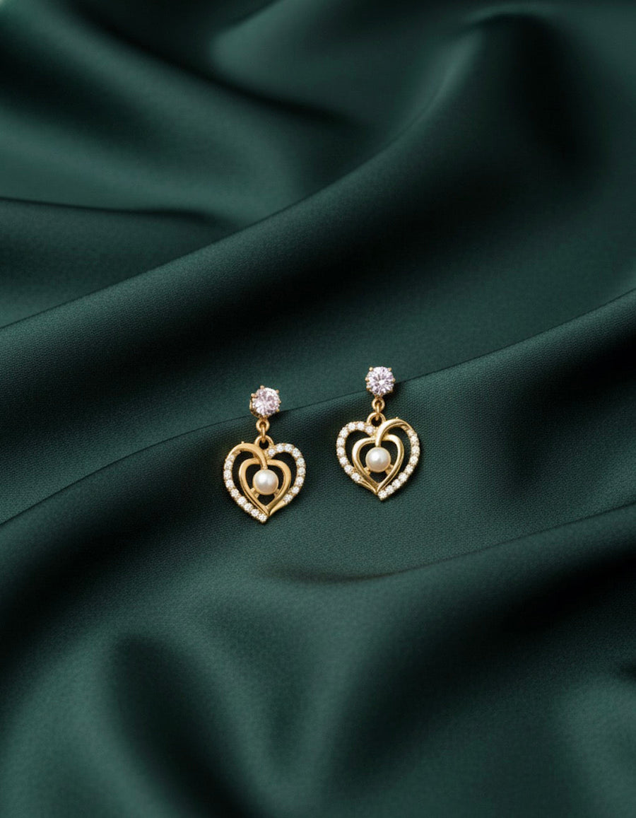 American Diamond Trendy Heart Earrings