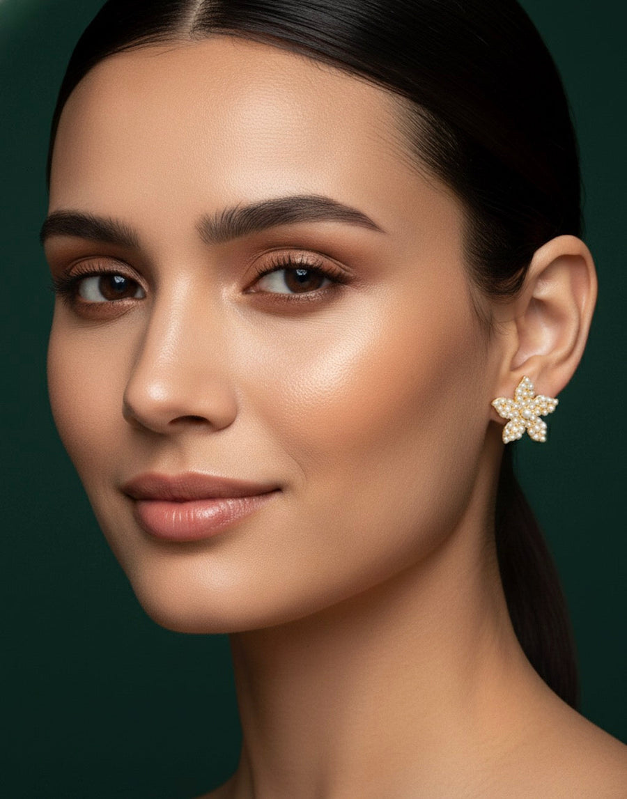 Fancy Beaded Flower Studs