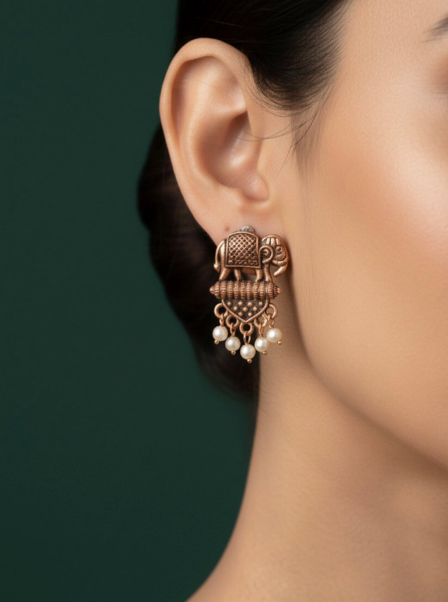 Copper Plated Antique Design Earrings
