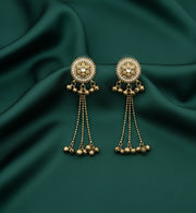 Golden Circular Shaped With Tassels Earrings