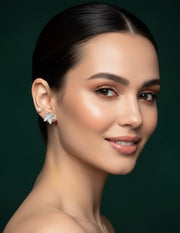 Women Silver Plated Maple Shaped Leaf Stud Earring