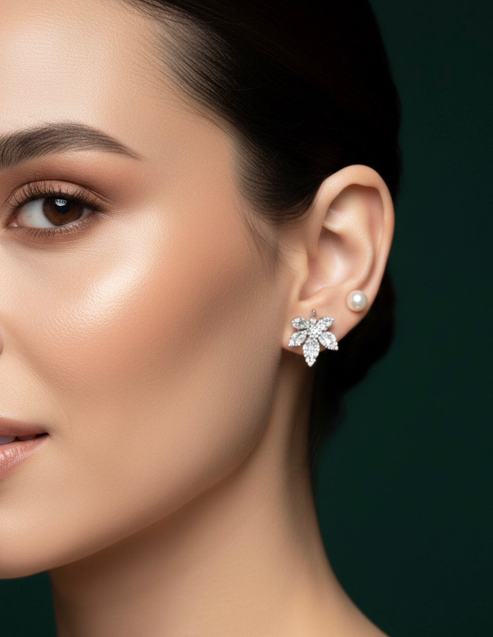 Women Silver Plated Maple Shaped Leaf Stud Earring