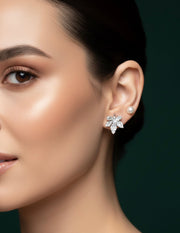 Women Silver Plated Maple Shaped Leaf Stud Earring