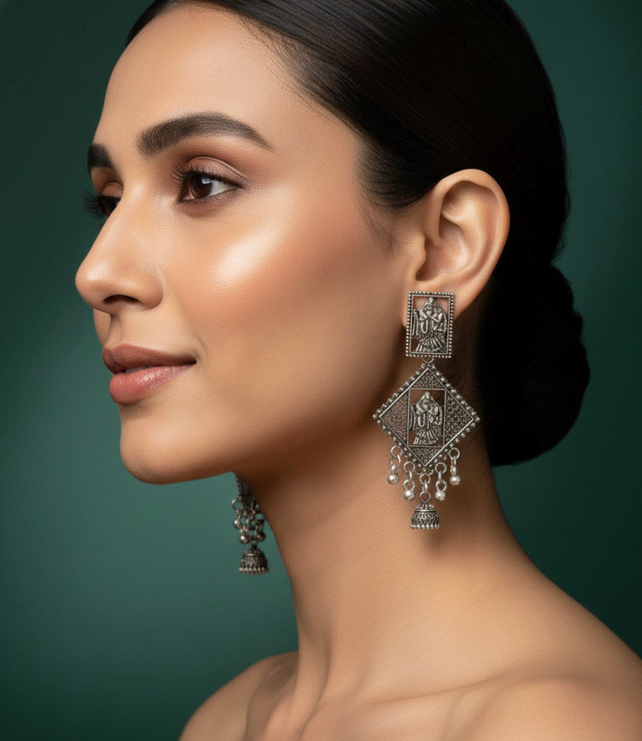 Oxidized Indo Western Earrings