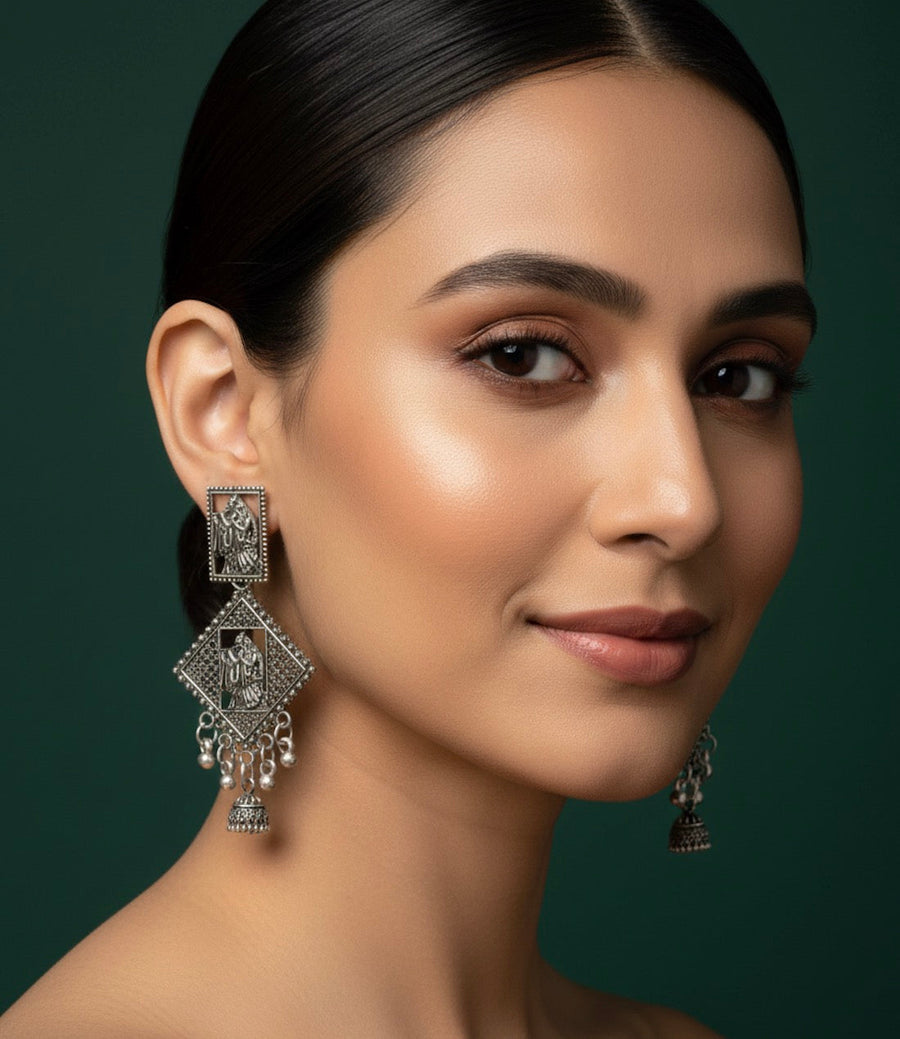 Oxidized Indo Western Earrings