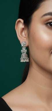 Oxidized Lotus Design Jhumki
