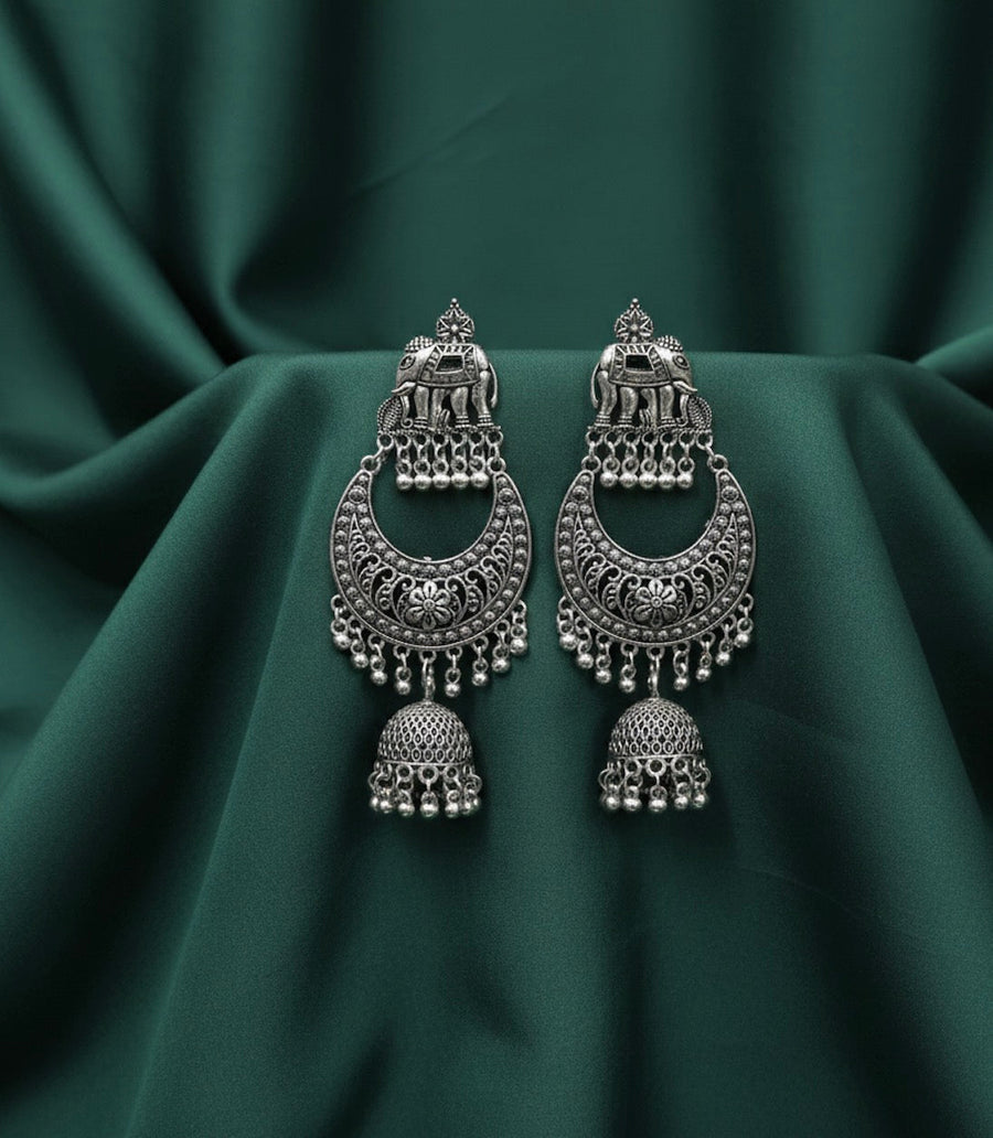 Oxidized Heavy Look Drop Earrings