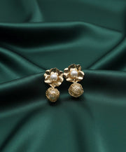 Gold Plated Flower Shaped Earrings