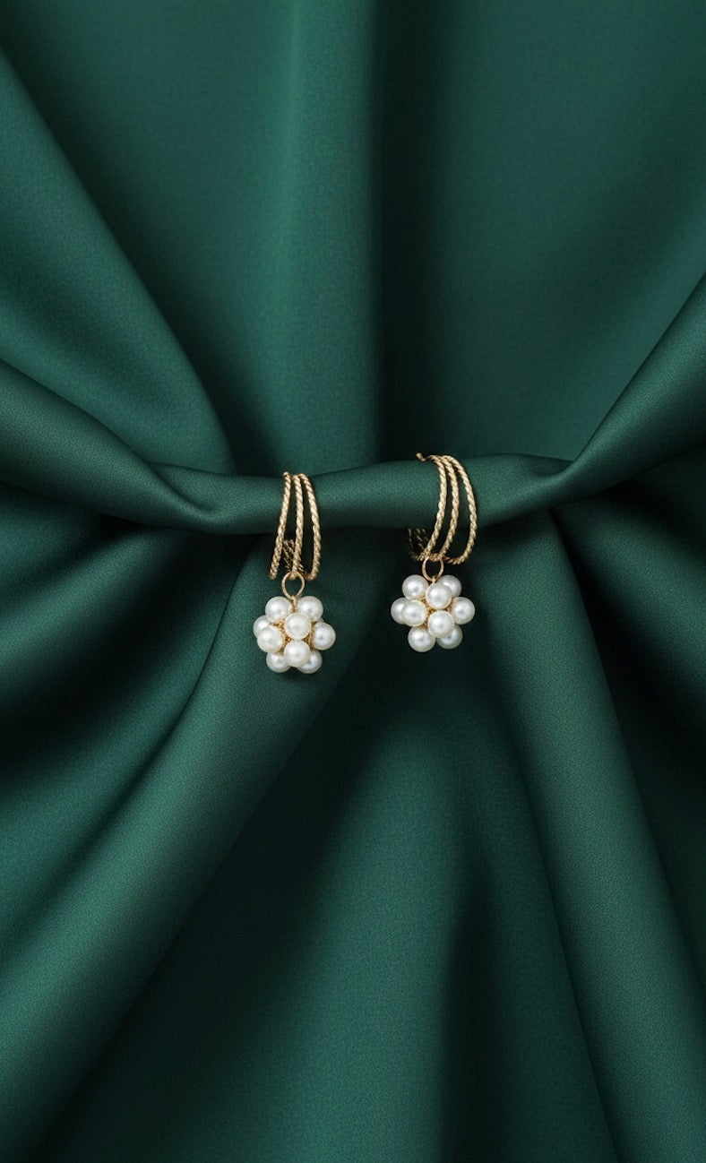 Fancy Pearls Beaded Hoops