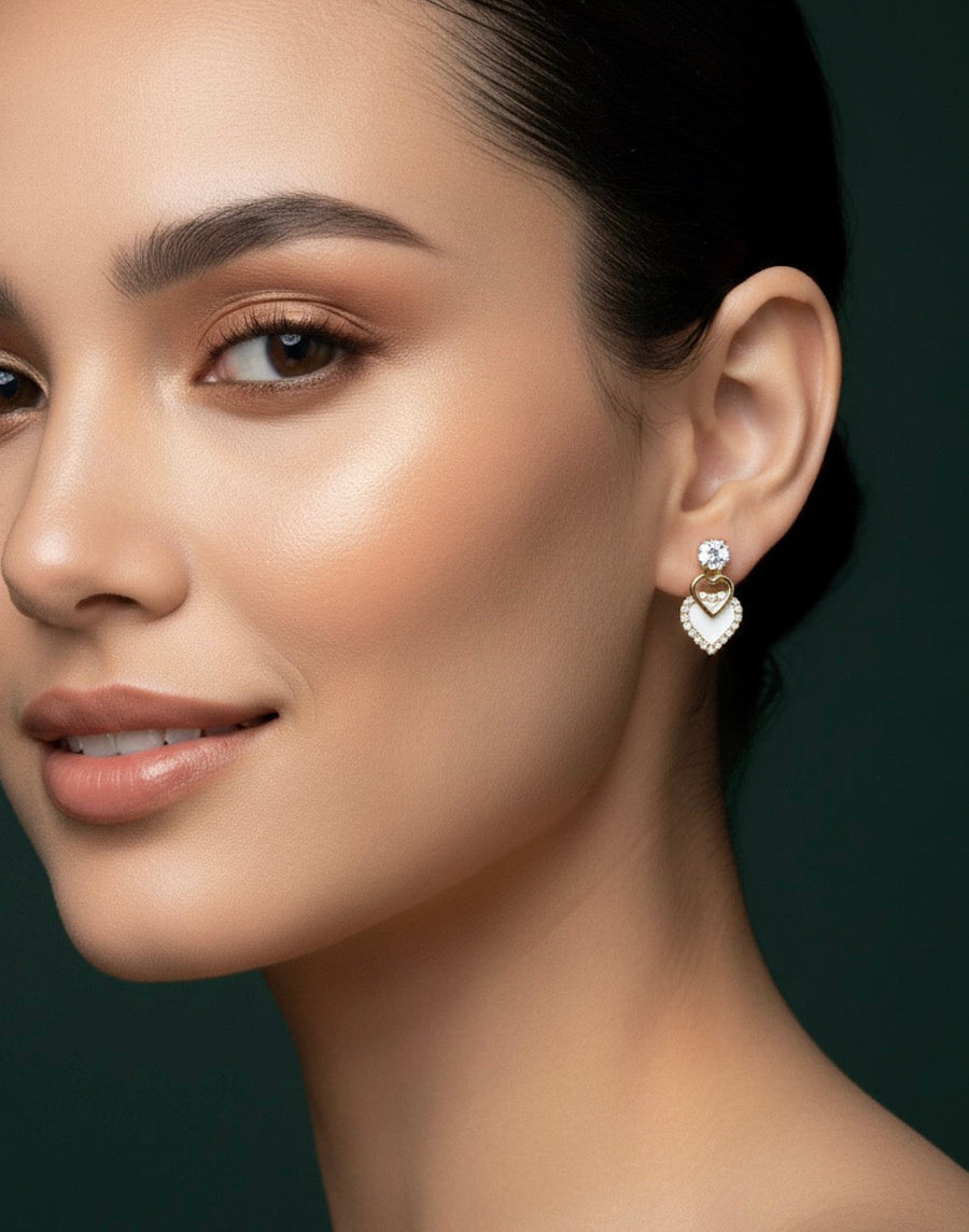 Women Gold Plated Prstein Heart Shaped Earring