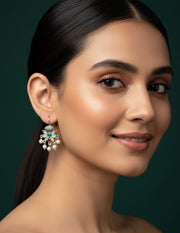 Women Oxidised Navratna Stones Earrings