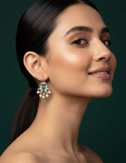 Women Oxidised Navratna Stones Earrings