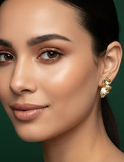 Women Gold Plated Half Foral Earrings