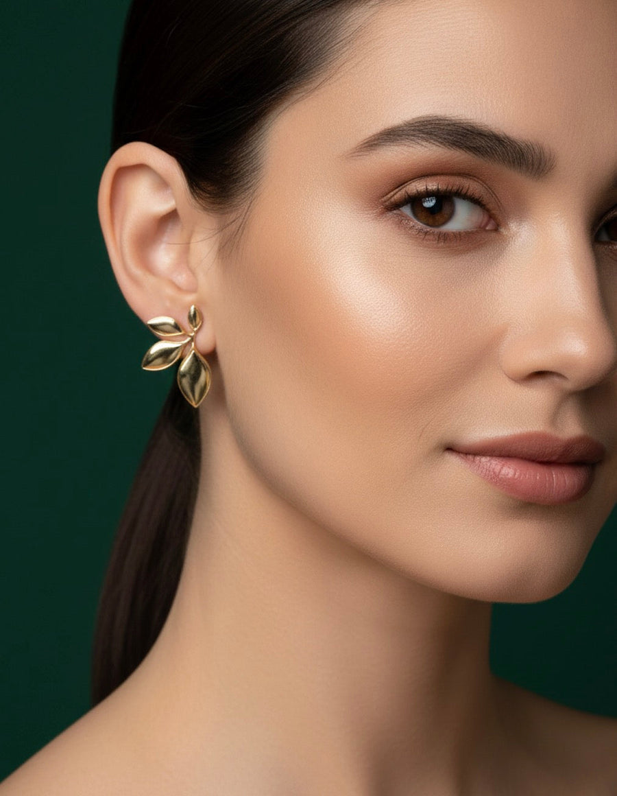 Gold Plated Half Flower Earrings