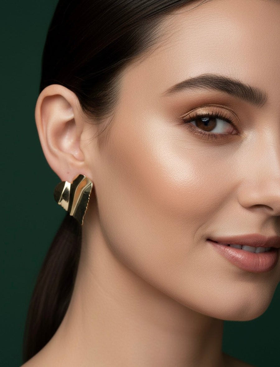 Women Gold Plated Heart Shaped Earrings