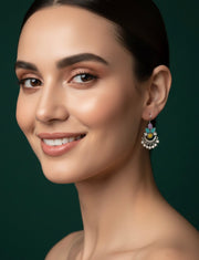 Women Oxidised Multi Stone Earrings