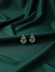 Women Oxidised Multi Stone Earrings