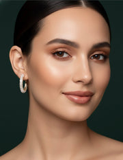 Women Gold Plated Hoops With Tranparent Stones