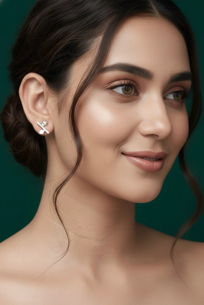 Women Silver Plated Minimal Earrings
