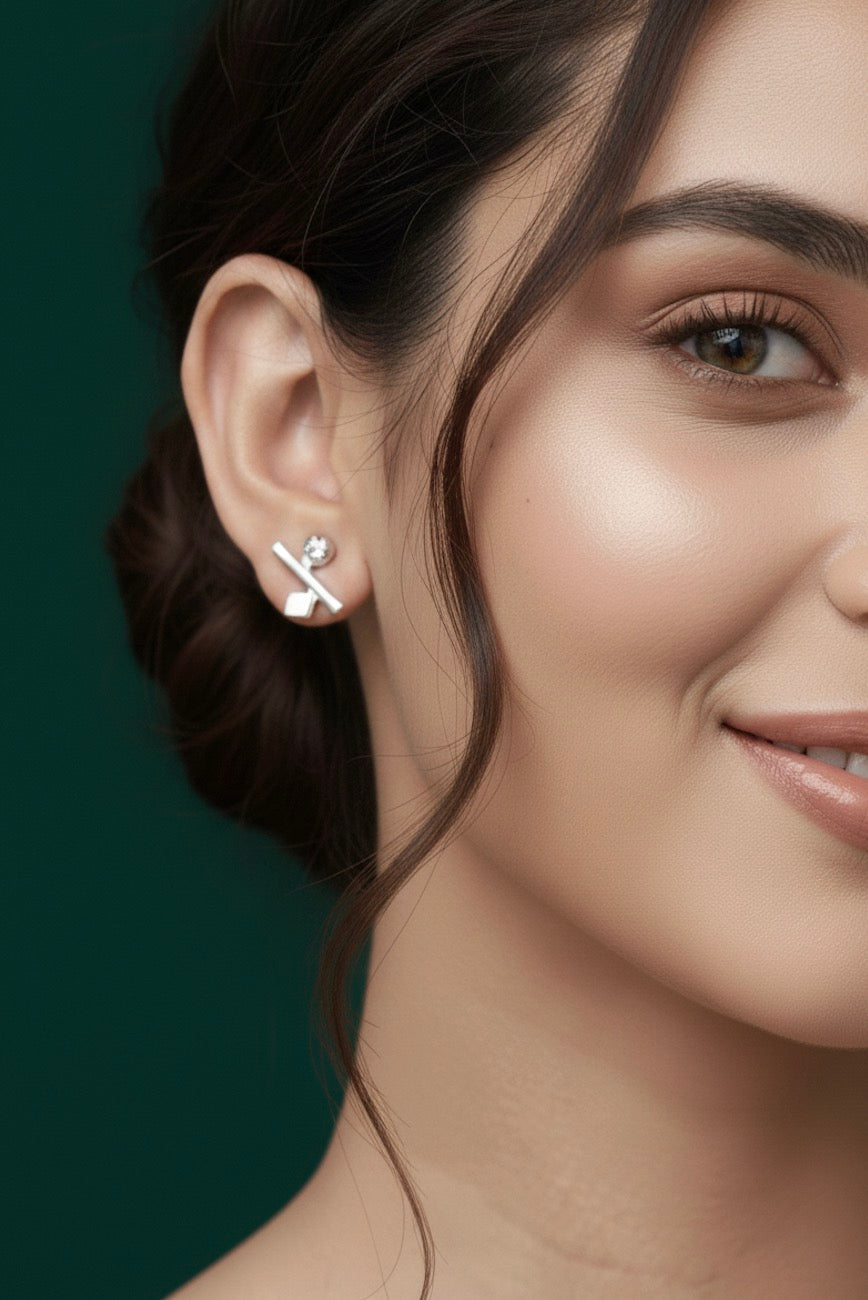 Women Silver Plated Minimal Earrings