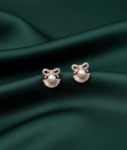 Rose Gold Diamond & Pearl Studs