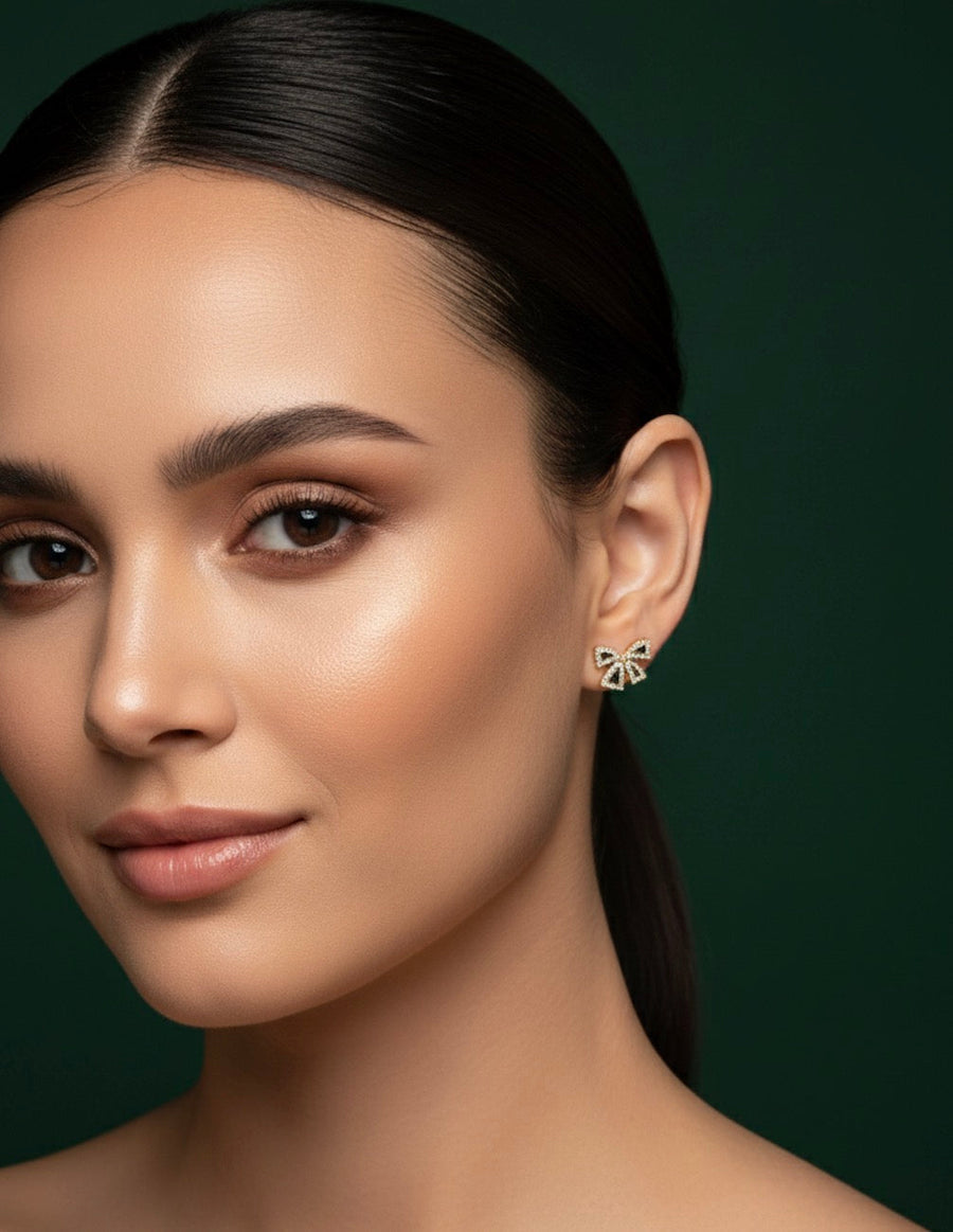 Fancy Bow Stylish Diamond Studs