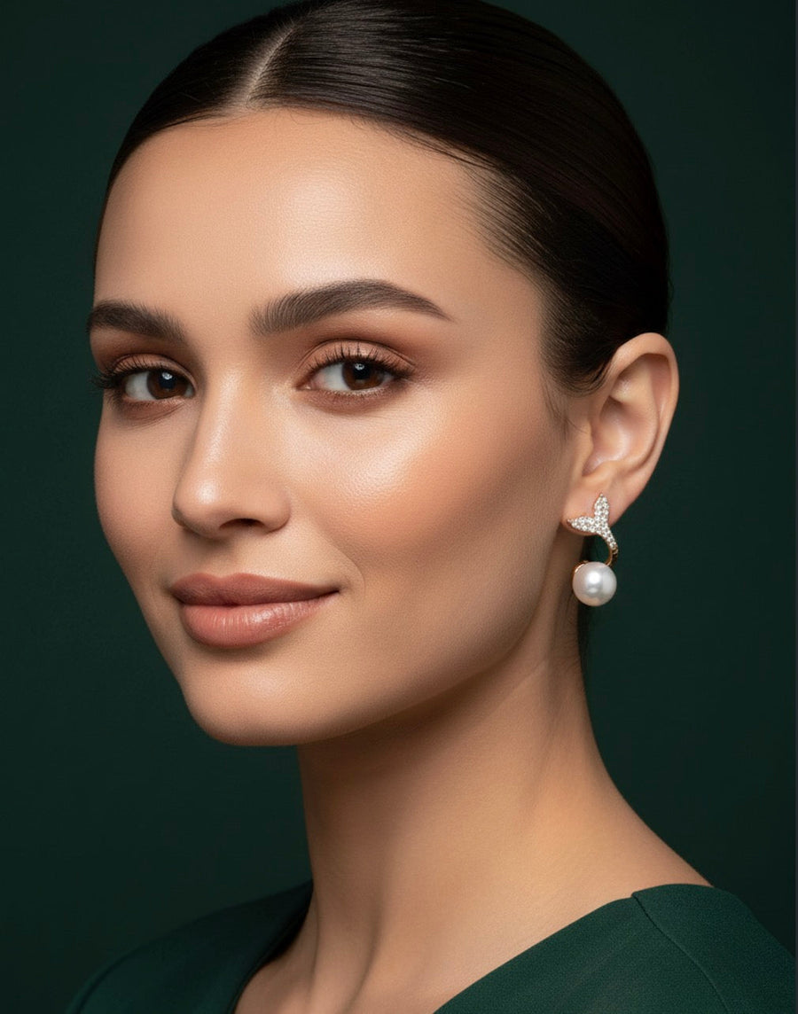 Fancy Pearl & Diamond Earrings