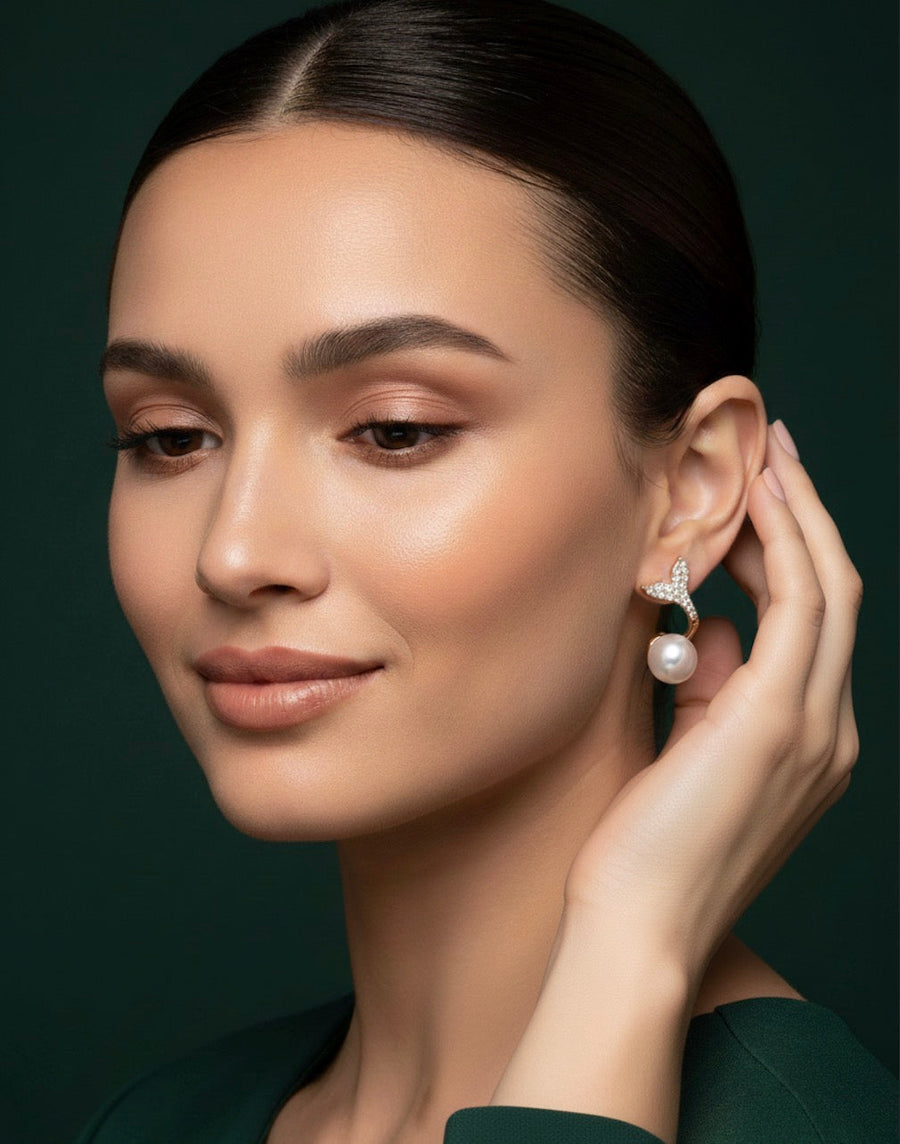 Fancy Pearl & Diamond Earrings