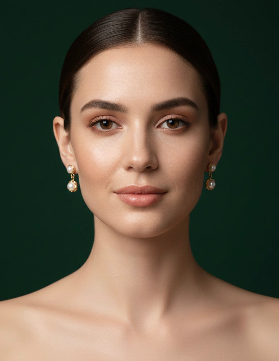 Women White Pearl Drops
