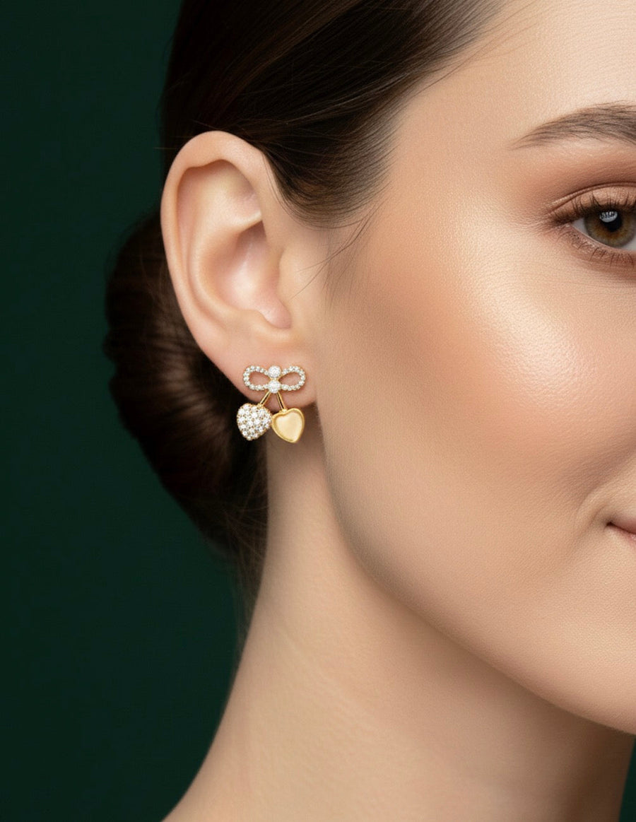 Korean Stone Studed Bow Shaped Earing