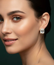Square Fancy Whire Stone Studs