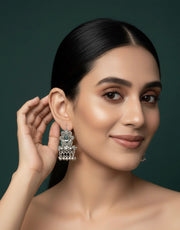 German Silver Oxidized Drop Earrings