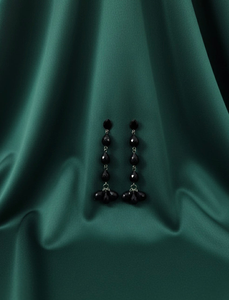 Black Fancy Pearl Drop Earrings