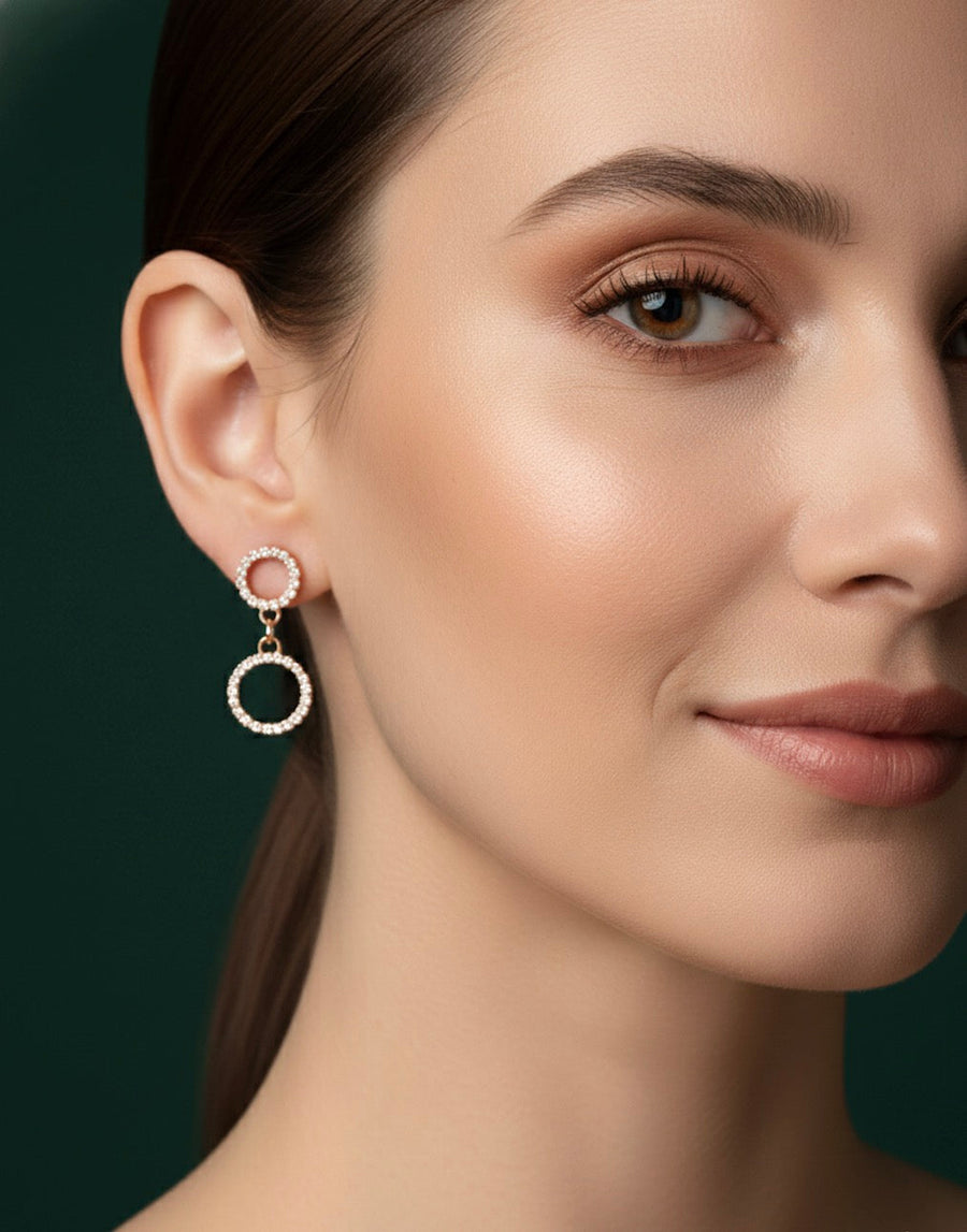 Rose Gold Dubble Ring Earrings