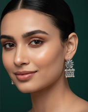 German Silver Oxidized Drop Earrings