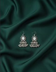 German Silver Oxidized Drop Earrings