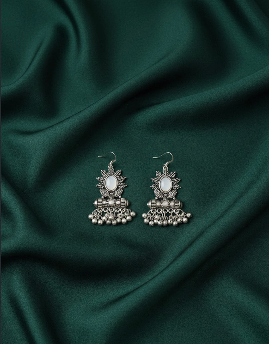 German Silver Oxidized Drop Earrings