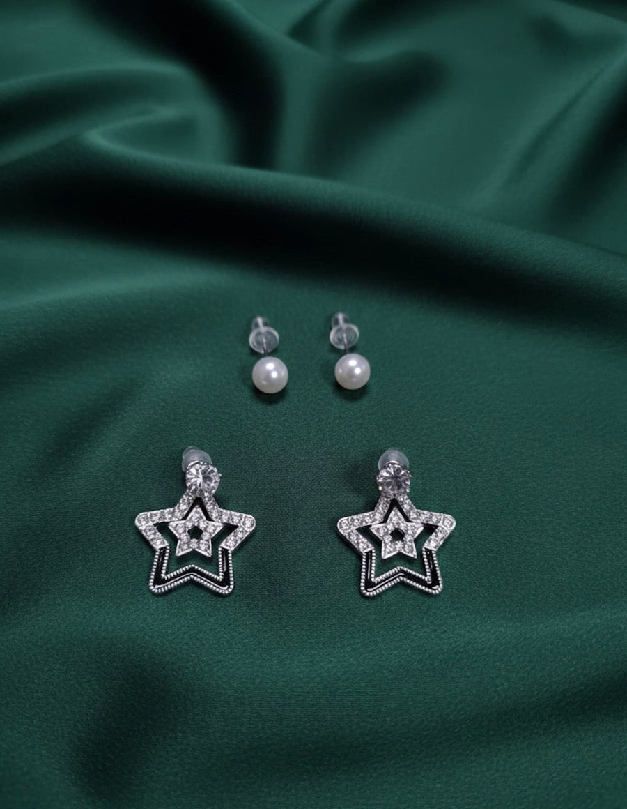 Pack of 2 Star & Pearl Mini Studs