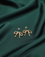 Pack of 2 Golden Bow & Ston Studs