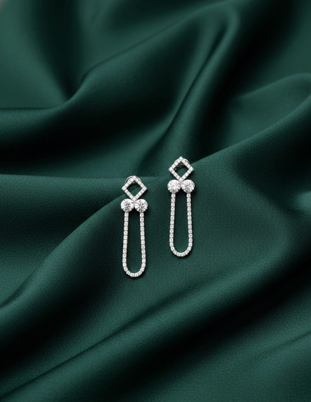 Silver Plated Unique Design Drop Earrings