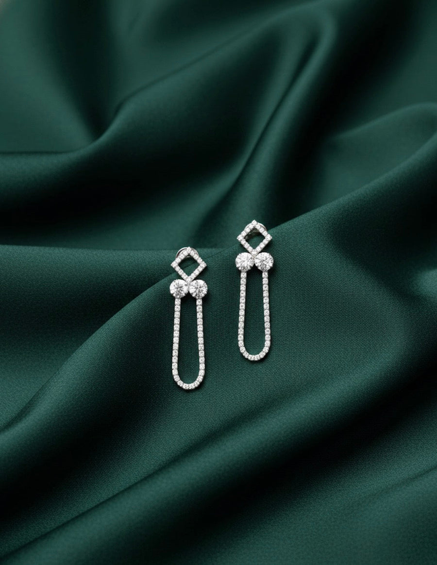 Silver Plated Unique Design Drop Earrings