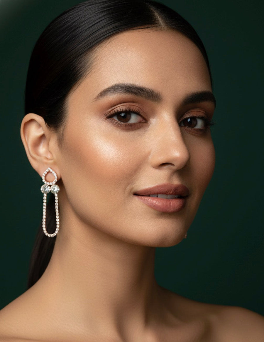 Rose Gold Unique Design Drop Earrings