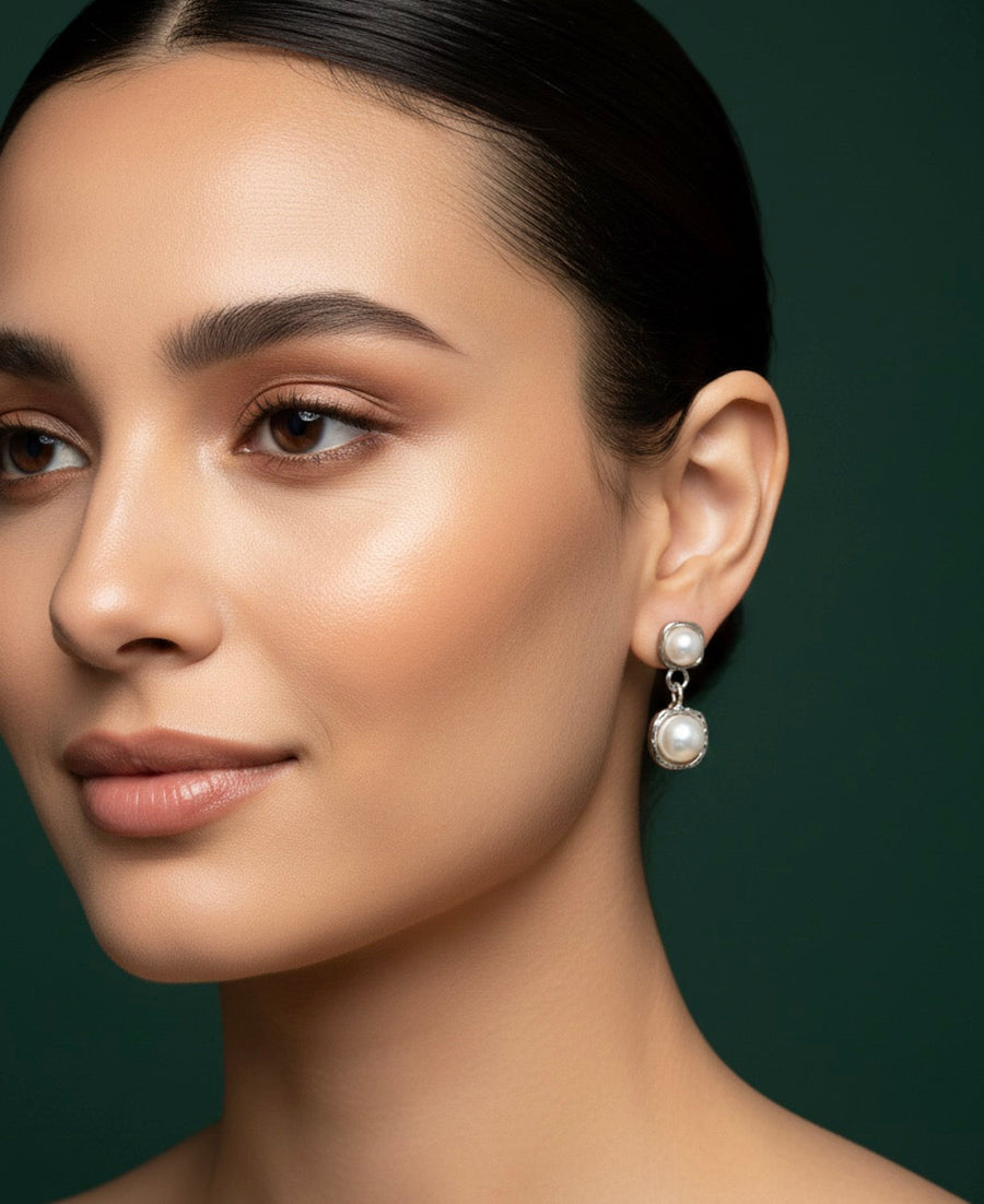 Silver Plated Fancy Pearl Earrings