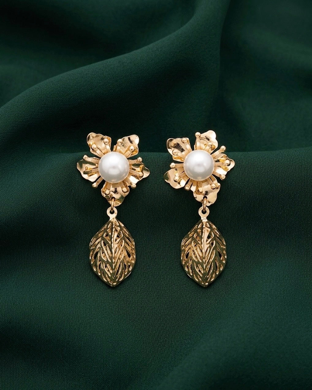 Gold Plated Flower Drop Earrings