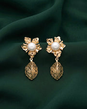 Gold Plated Flower Drop Earrings