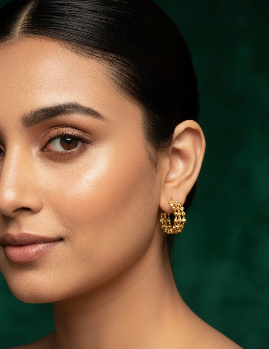 Women Gold Plated Half Small Hoops