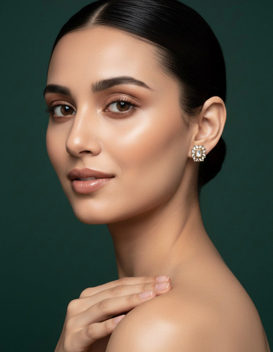 Women Gold Stone Studed Earing