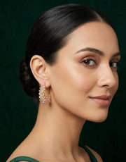 Gold Plated Multicolor Beaded Hoops