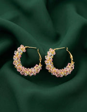 Gold Plated Multicolor Beaded Hoops